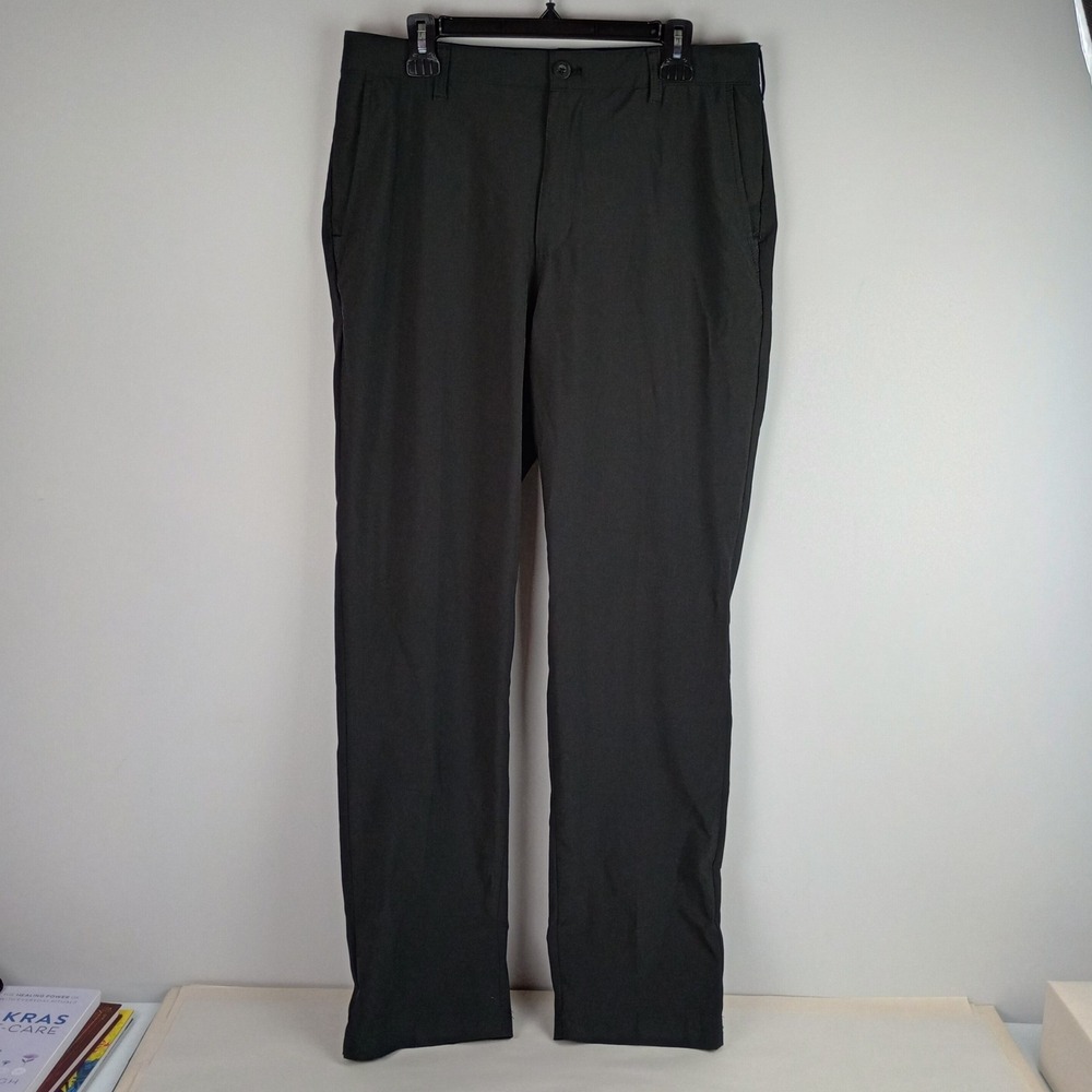 IZOD Men 34 Black Stretch Performance Flat Front Active Golf Chino Trousers Pant